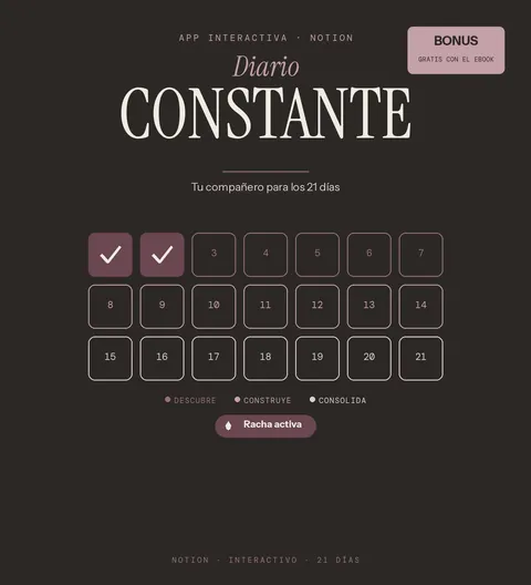 Portada del Diario Constante — bonus de Notion